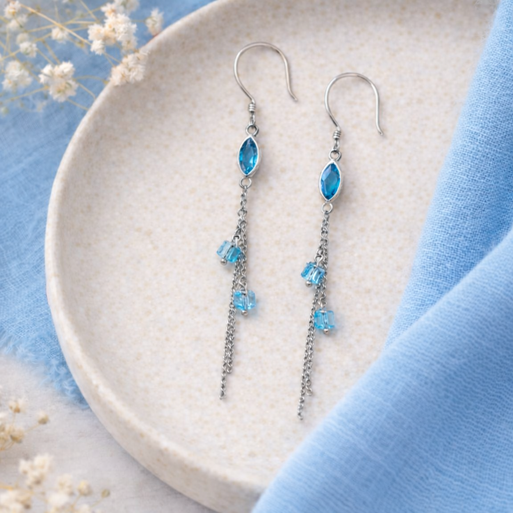 Blue Cascade Sterling Silver Earrings