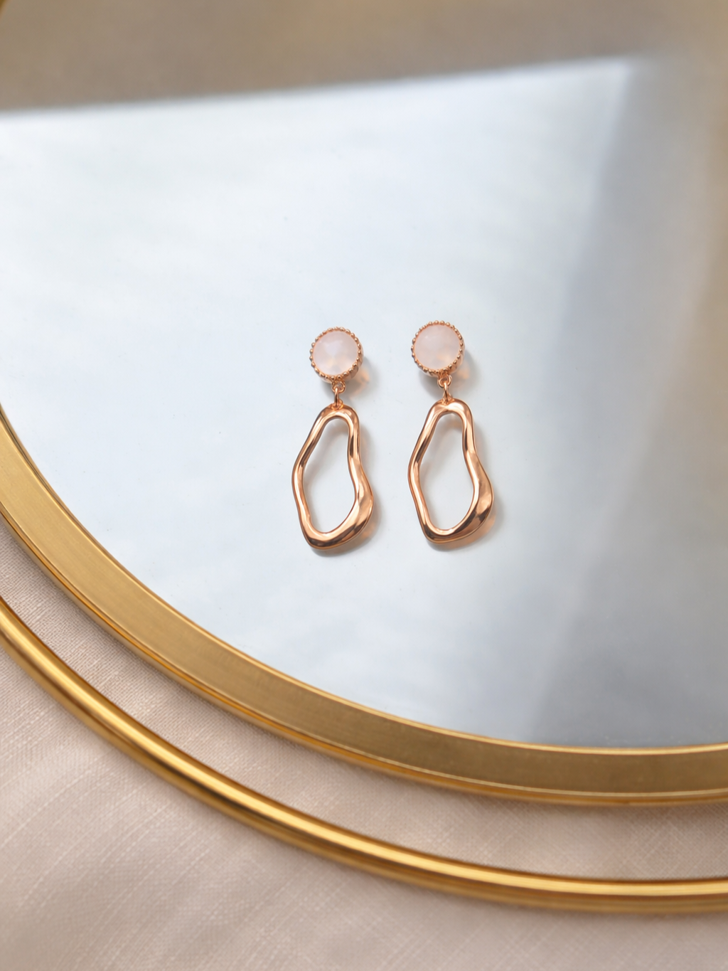 Ripple Glow Rose Gold Drop Earrings