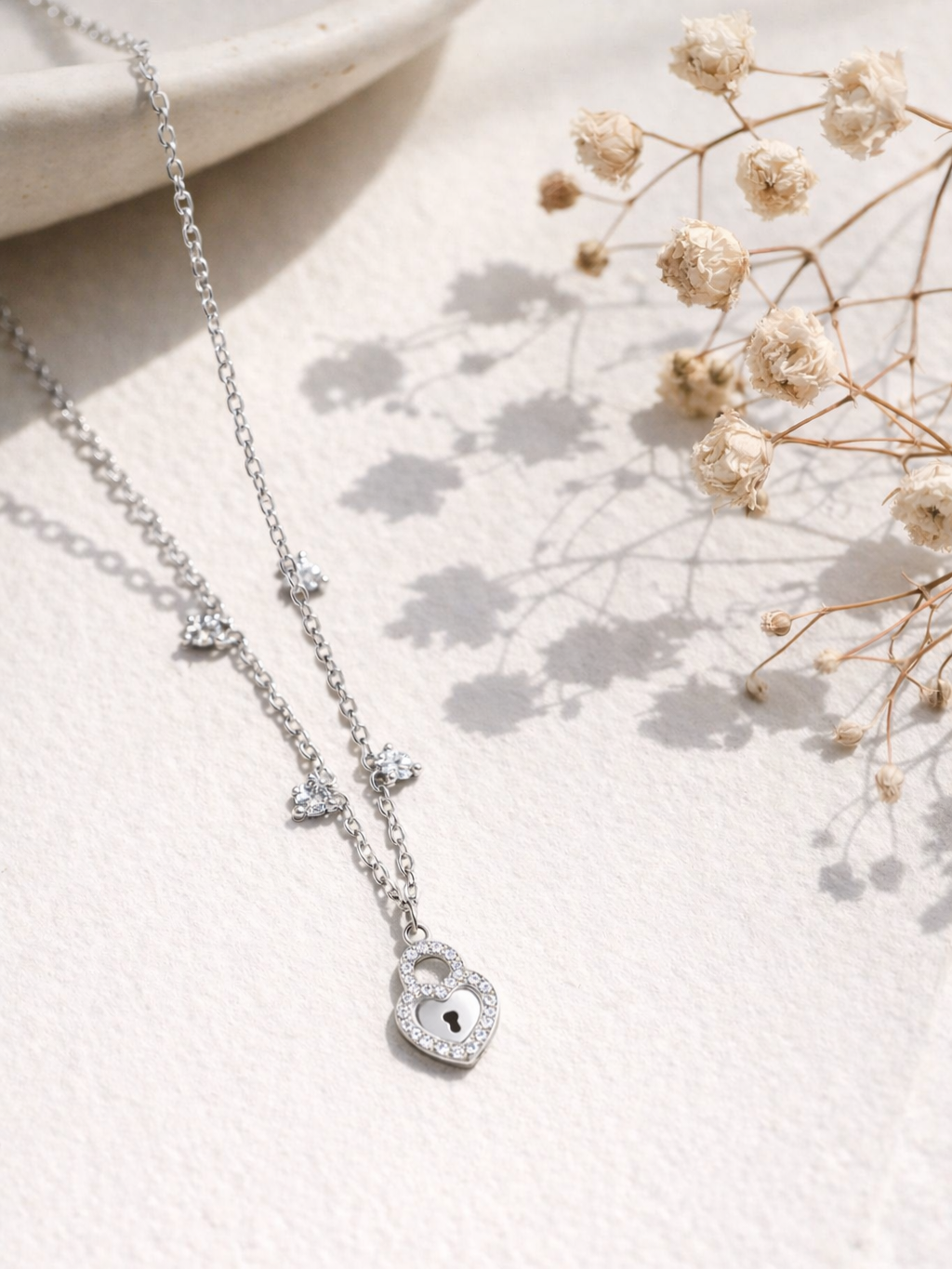 Sterling Silver Heart Padlock Necklace