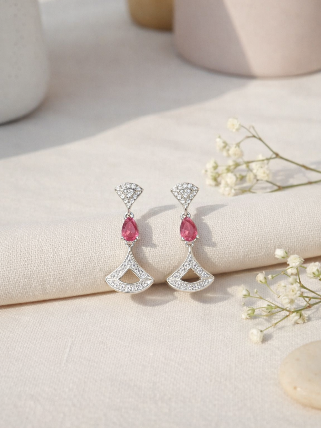 Rose Elegance Fan Drop Earrings
