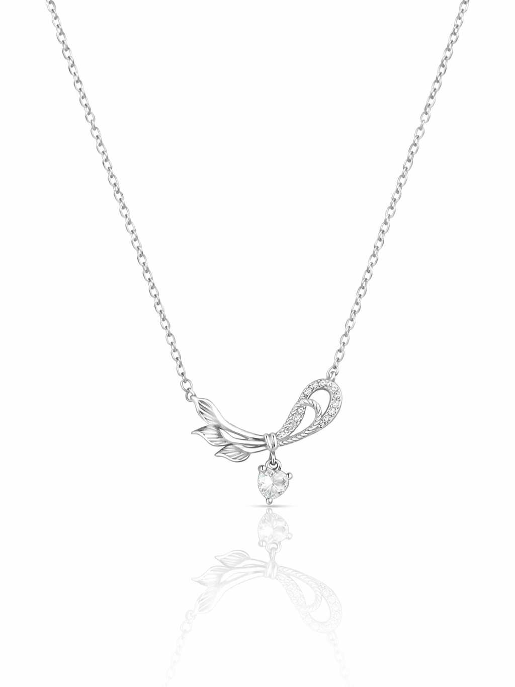 Tied Vines Heart Sterling Silver Necklace