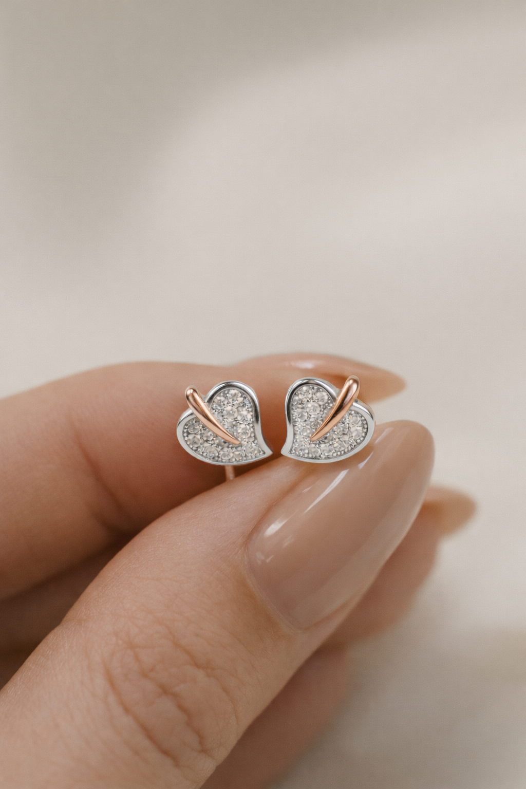 Heart Leaf Silver Stud Earrings