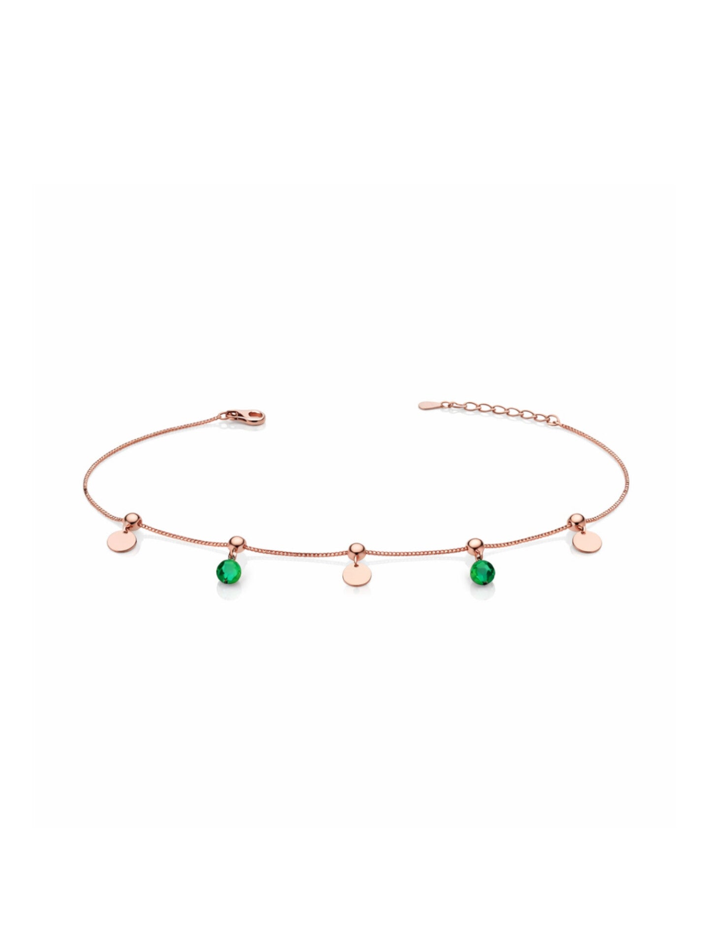 Rose Gold Emerald Dainty Charm Bracelet
