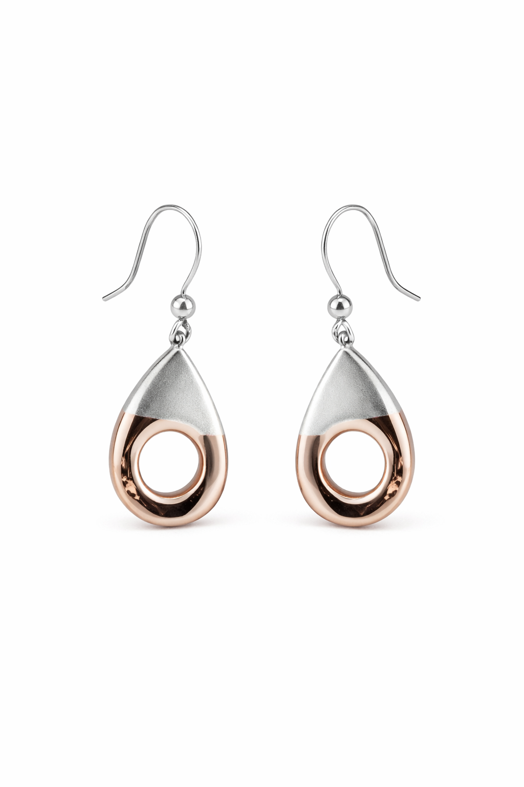 Open Teardrop Two-Tone Drop Earrings