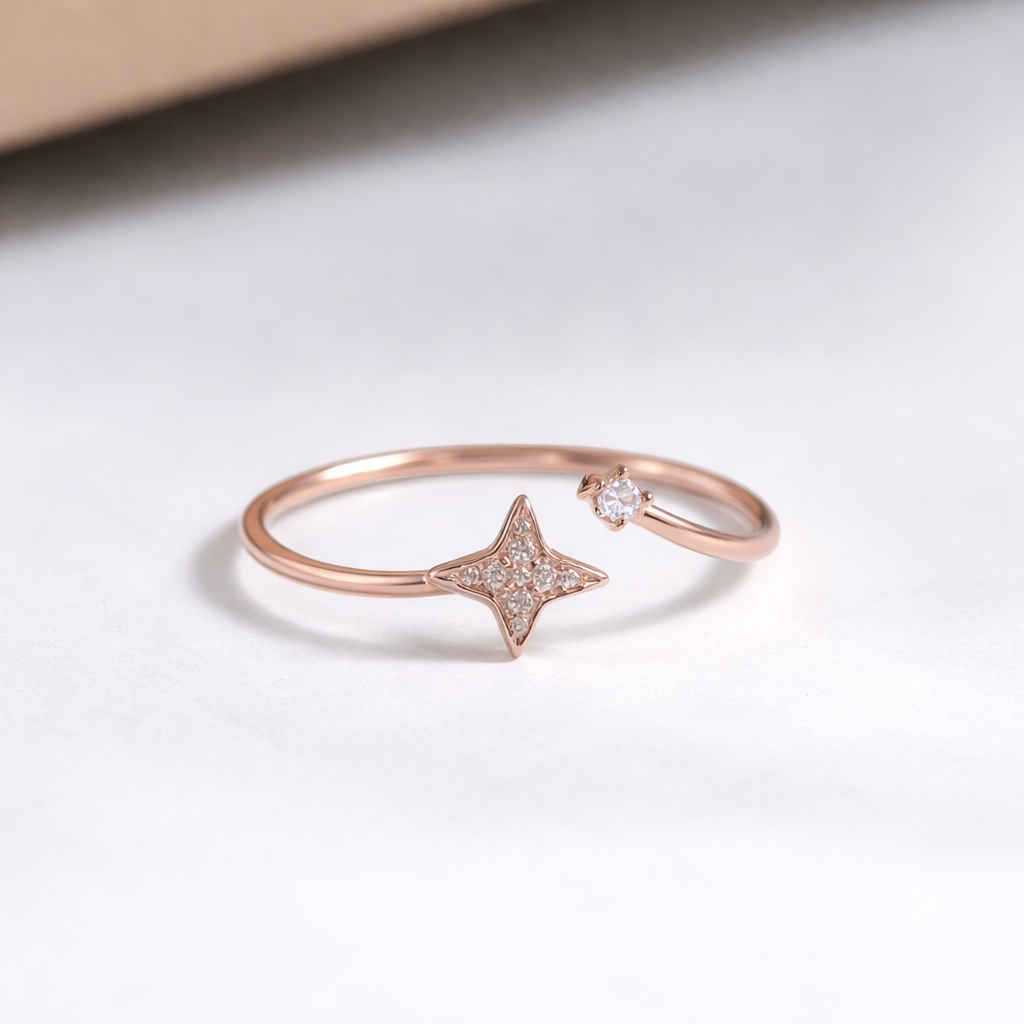 Starry Night Rose Gold Open Ring