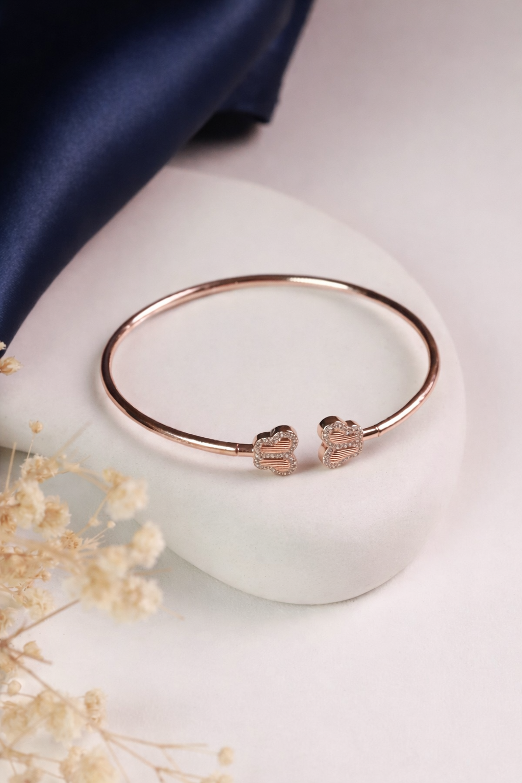 Glint Rose Gold Open Cuff Bracelet For Women